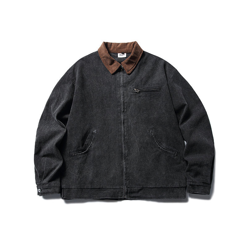 Vintage Washed Lapel Casual Jacket for Men