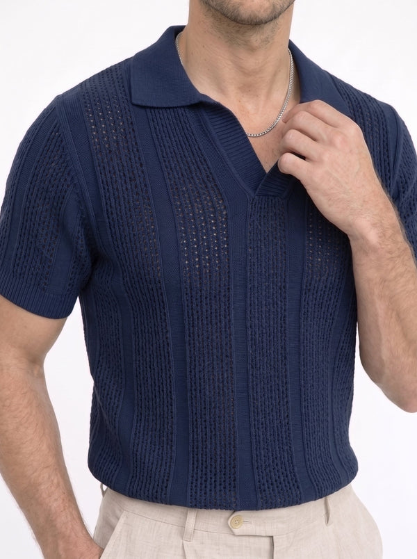Mesh-Knit Polo