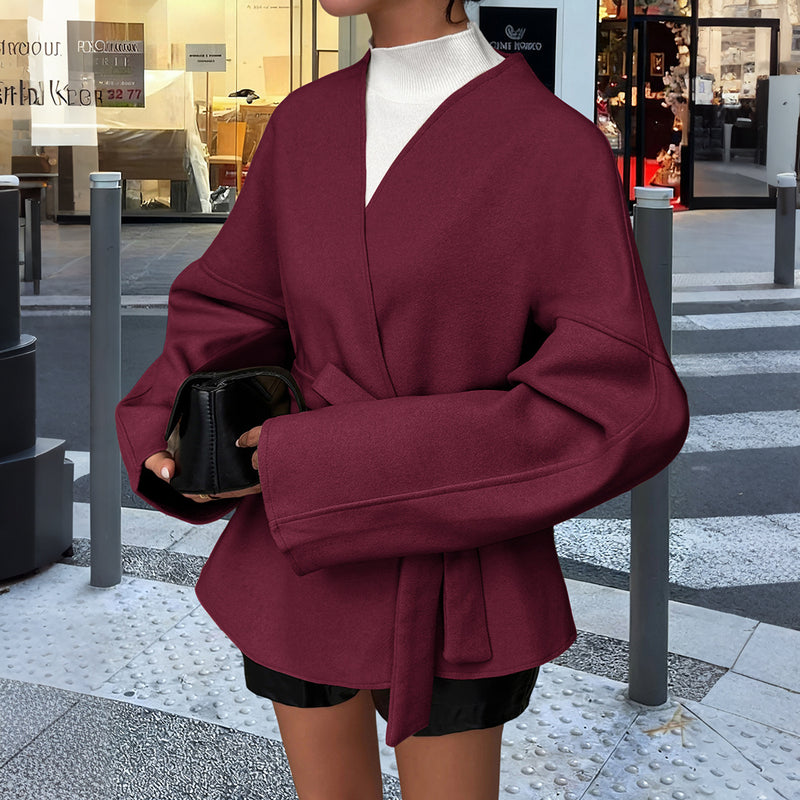 Womens Elegant Belted Trench Coat