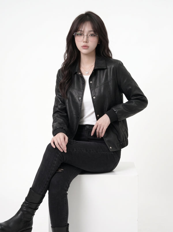 Cropped Leather Jacket