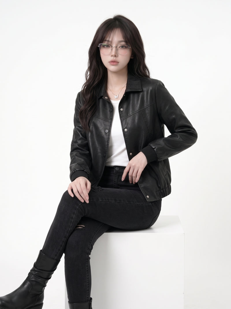 Cropped Leather Jacket