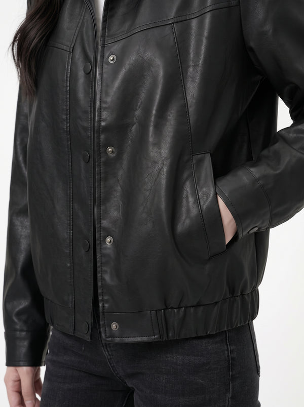 Cropped Leather Jacket