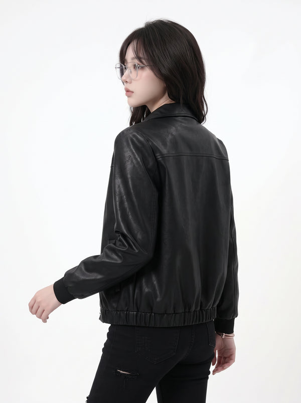 Cropped Leather Jacket