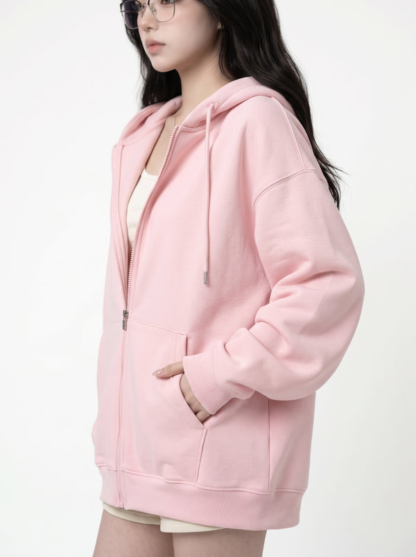 Zip-Up Hooded Cardigan