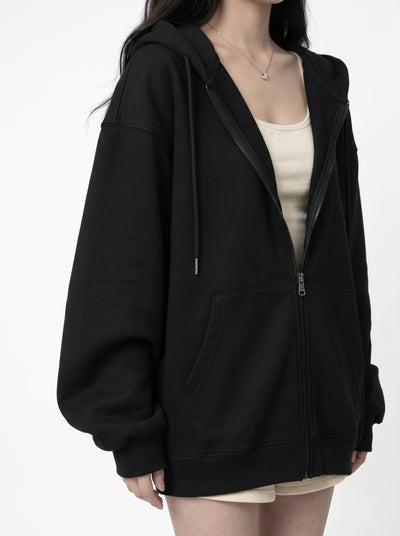 Zip-Up Hooded Cardigan