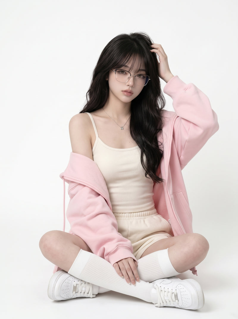 Zip-Up Hooded Cardigan